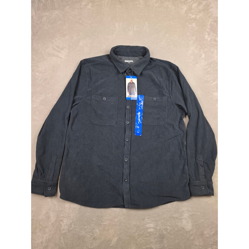 32 Degrees Heat Corduroy Shirt Jacket Mens Large Blue Button Up 1908876